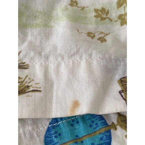 VTG Curtain 2 Panel Kitchen Retro Vegetables Basket Oil Vinegar Fabric Remnant - Picture 6 of 8